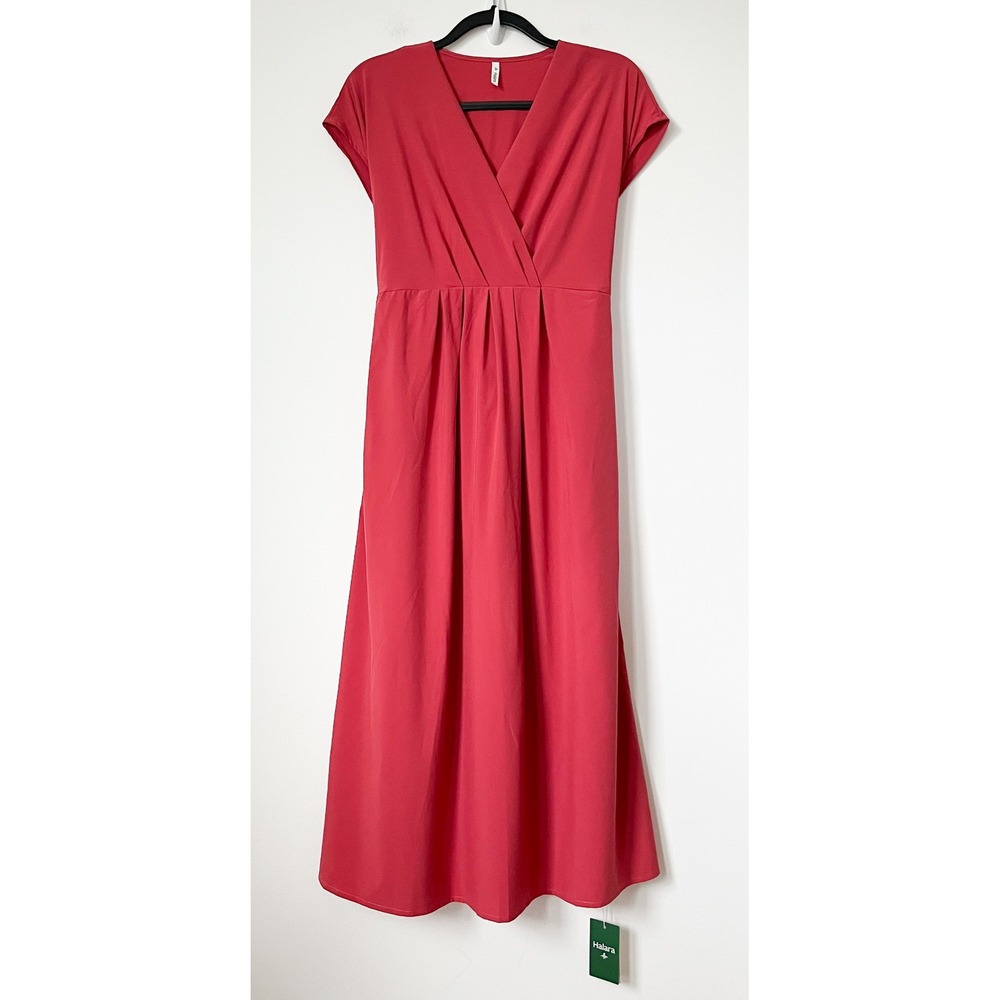 NEW Breezeful V-Neck Short Sleeve Pocket Tie Quick Dry Midi Dress Pink Mediium - Picture 4 of 16